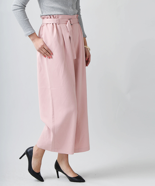 WEGO（ウィゴー）の「WEGO/ベルトクロップドワイドパンツ（スラックス・レディース・ライトインディゴブルー/ピンク/インディゴブルー/その他1/ブラック・LARGE/MEDIUM）」の5枚目の写真