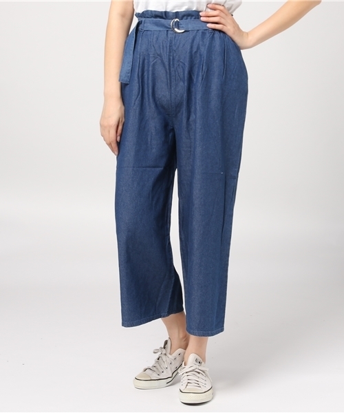 WEGO（ウィゴー）の「WEGO/ベルトクロップドワイドパンツ（スラックス・レディース・ライトインディゴブルー/ピンク/インディゴブルー/その他1/ブラック・LARGE/MEDIUM）」の9枚目の写真