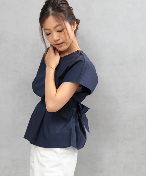 COLONY 2139（コロニートゥーワンスリーナイン）の「40Ｔ/Ｃブロード無地Wベルト付フレンチプルオーバー（シャツ/ブラウス・レディース・ホワイト/ネイビー/ブラック・FREE）」の3枚目の写真