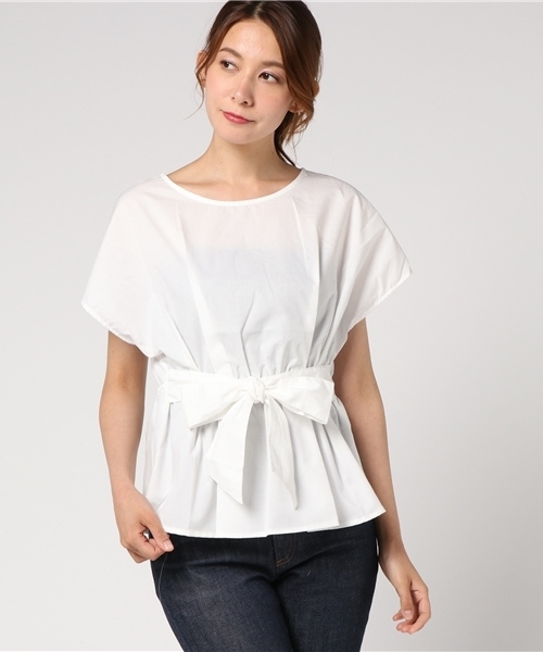 COLONY 2139（コロニートゥーワンスリーナイン）の「40Ｔ/Ｃブロード無地Wベルト付フレンチプルオーバー（シャツ/ブラウス・レディース・ホワイト/ネイビー/ブラック・FREE）」の13枚目の写真