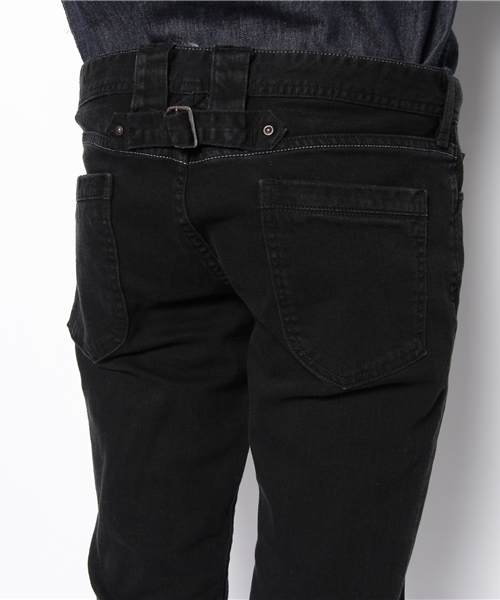 SABLE CLUTCH（セーブルクラッチ）の「ブラックオンブラックストレッチジーンズ-シンチバックスキニー（デニムパンツ・メンズ・ブラック・X-LARGE/SMALL/LARGE/MEDIUM）」の5枚目の写真