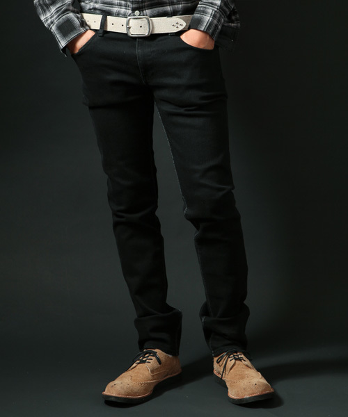 SABLE CLUTCH（セーブルクラッチ）の「ブラックオンブラックストレッチジーンズ-シンチバックスキニー（デニムパンツ・メンズ・ブラック・X-LARGE/SMALL/LARGE/MEDIUM）」の12枚目の写真