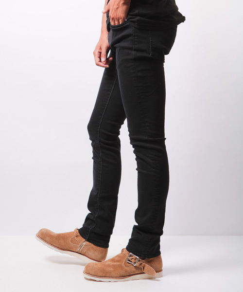 SABLE CLUTCH（セーブルクラッチ）の「ブラックオンブラックストレッチジーンズ-シンチバックスキニー（デニムパンツ・メンズ・ブラック・X-LARGE/SMALL/LARGE/MEDIUM）」の14枚目の写真