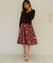 PROPORTION BODY DRESSING | ◆ベルト付きフラワーブロッキングスカート(スカート)