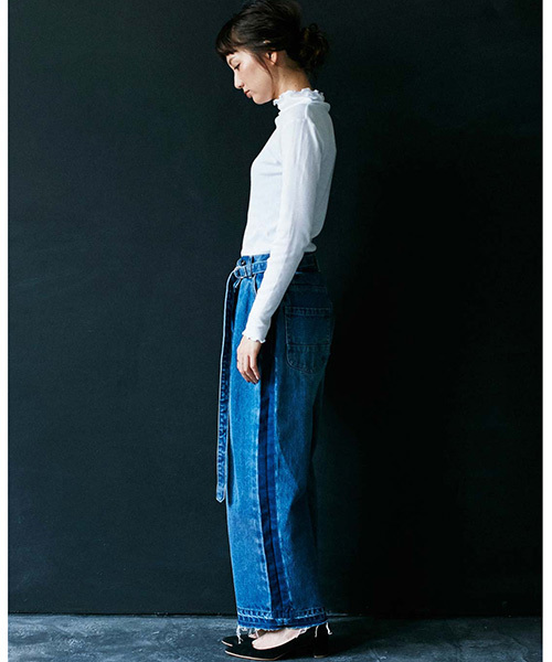 MEDE19F（メデジュウキュウ）の「MEDE19F  繊細な加工にこだわったビッグデニム＜ユーズドブルー＞（デニムパンツ・レディース・インディゴブルー・LARGE/MEDIUM/NM/X-LARGE）」の21枚目の写真