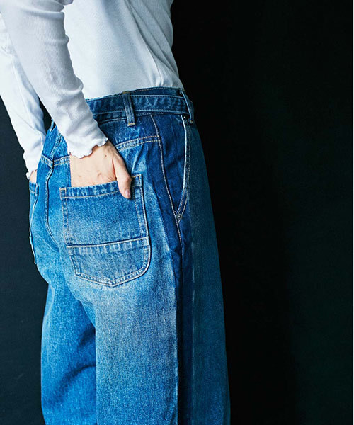 MEDE19F（メデジュウキュウ）の「MEDE19F  繊細な加工にこだわったビッグデニム＜ユーズドブルー＞（デニムパンツ・レディース・インディゴブルー・LARGE/MEDIUM/NM/X-LARGE）」の8枚目の写真