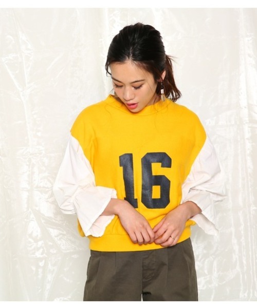 Rodeo Crowns（ロデオクラウンズ）の「フットボール ドッキング スウェット（Tシャツ/カットソー・レディース・イエロー系その他/ブラック/ネイビー・SMALL/MEDIUM）」の3枚目の写真