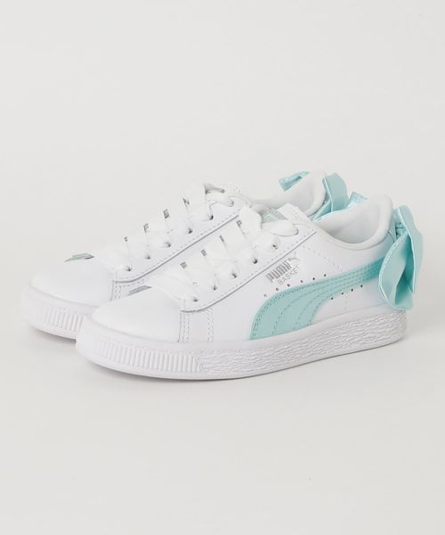 PUMA（プーマ）の「バスケット BOW AC PS (KIDS)（スニーカー・キッズ・ホワイト/ピンク/ブルー・17.0cm/18.0cm/19.0cm/20.0cm/21.0cm）」の2枚目の写真