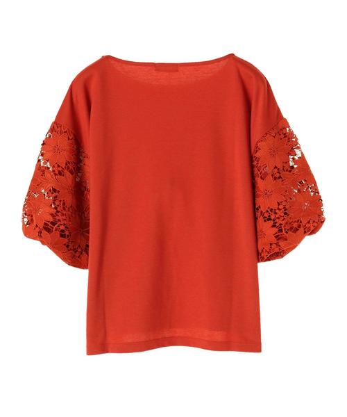 earth music&ecology（アースミュージックアンドエコロジー）の「・レーススリーブプルオーバー（Tシャツ/カットソー・レディース・ライトベージュ/オフホワイト/ダークグリーン/ネイビー/オレンジ系その他/マスタード・FREE）」の12枚目の写真