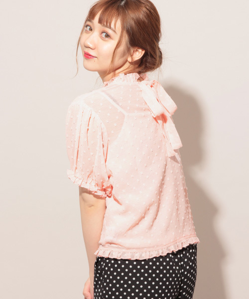 apres jour（アプレジュール）の「アプレガールコラボ ２ＷＡＹリボンブラウス【ZOZOTOWN限定アイテム】（シャツ/ブラウス・レディース・レッド/オフホワイト/ライトピンク・フリー）」の3枚目の写真