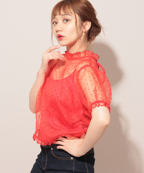 apres jour（アプレジュール）の「アプレガールコラボ ２ＷＡＹリボンブラウス【ZOZOTOWN限定アイテム】（シャツ/ブラウス・レディース・レッド/オフホワイト/ライトピンク・フリー）」の18枚目の写真