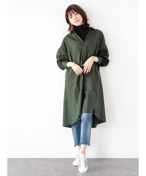 Editt by YECCA VECCA（エディットバイイェッカヴェッカ）の「オーバーサイズシャツワンピース（ワンピース・レディース・カーキ/キャメル/ストライプ・FREE）」の12枚目の写真