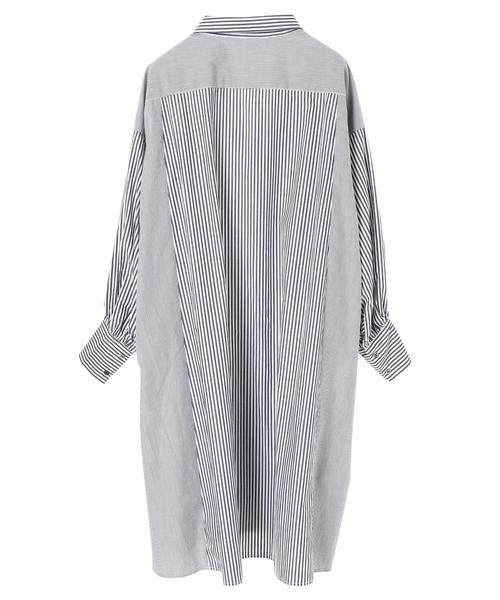 Editt by YECCA VECCA（エディットバイイェッカヴェッカ）の「オーバーサイズシャツワンピース（ワンピース・レディース・カーキ/キャメル/ストライプ・FREE）」の10枚目の写真