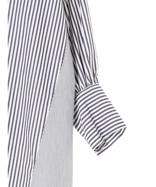 Editt by YECCA VECCA（エディットバイイェッカヴェッカ）の「オーバーサイズシャツワンピース（ワンピース・レディース・カーキ/キャメル/ストライプ・FREE）」の8枚目の写真