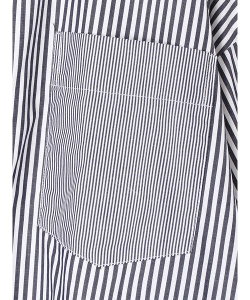 Editt by YECCA VECCA（エディットバイイェッカヴェッカ）の「オーバーサイズシャツワンピース（ワンピース・レディース・カーキ/キャメル/ストライプ・FREE）」の6枚目の写真