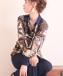 スカーフ柄が素敵なヴィンテージシャツトップス