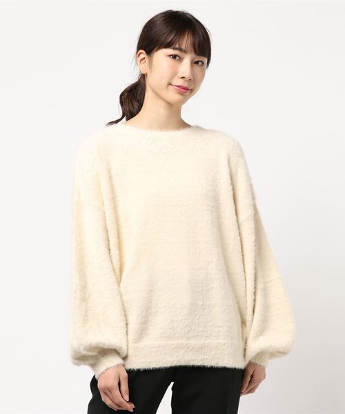 KOBE LETTUCE（コウベレタス）の「ふわふわフェザーボリュームニットトップス＊レディース/セーター[C3565]神戸レタス（ニット/セーター・レディース・グレー/オフホワイト/イエロー・FREE）」の2枚目の写真