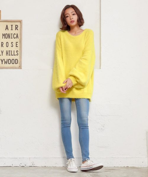 KOBE LETTUCE（コウベレタス）の「ふわふわフェザーボリュームニットトップス＊レディース/セーター[C3565]神戸レタス（ニット/セーター・レディース・グレー/オフホワイト/イエロー・FREE）」の10枚目の写真