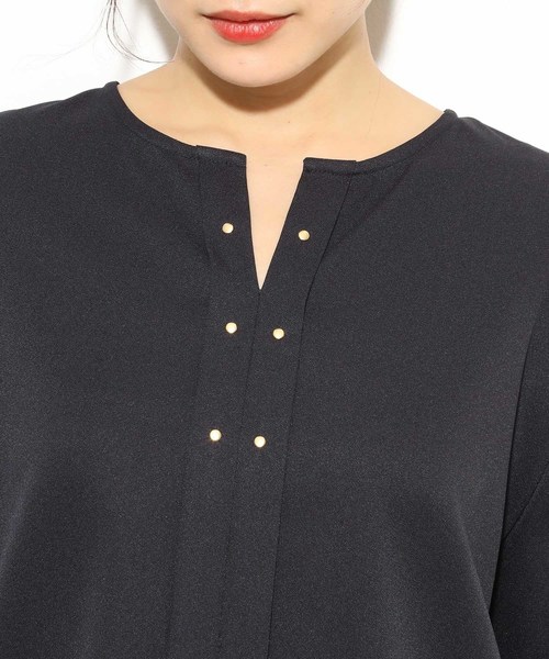 VIS（ビス）の「フロントリベット9分袖ブラウス（シャツ/ブラウス・レディース・ホワイト/ネイビー/グリーン・FREE）」の8枚目の写真