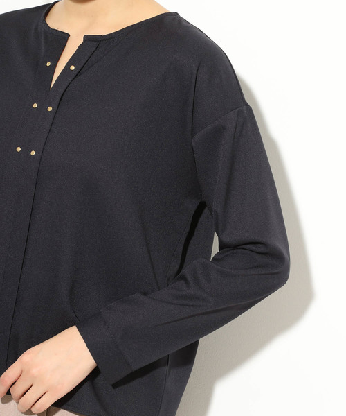 VIS（ビス）の「フロントリベット9分袖ブラウス（シャツ/ブラウス・レディース・ホワイト/ネイビー/グリーン・FREE）」の5枚目の写真