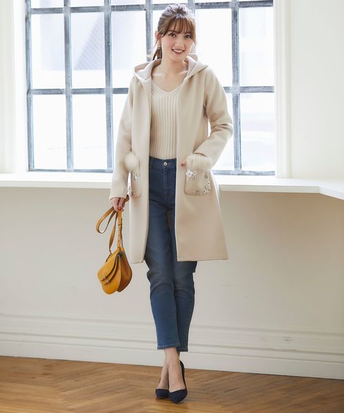 tocco closet（トッコ　クローゼット）の「袖口パール付きVネックリブニットプルオーバー（ニット/セーター・レディース・オフホワイト/ミント/ラベンダー/ブラック/パープル/ピンク系その他/ライトベージュ・M）」の20枚目の写真