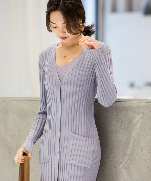 SAISON DE PAPILLON（セゾンドパピヨン）の「シェルボタン変形リブロングカーディガン（カーディガン/ボレロ・レディース・ブラウン系その他/アイボリー/ベージュ/ラベンダー・M/L）」の11枚目の写真