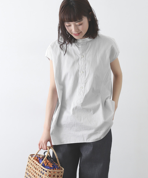 LE GLAZIK(ルグラジック)の「Le GLAZIK dobby stripe sleeveless(シャツ/ブラウス・レディース・グレー・36)」の1枚目の写真