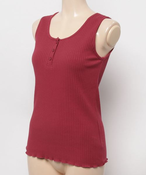 rps(アールピーエス)の「フロントボタンテレコタンクトップ(タンクトップ・レディース・ブラック/ベージュ/カーキ/アイボリー/ピンク系その他/ブルー/オレンジ・M/L)」の9枚目の写真