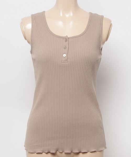 rps(アールピーエス)の「フロントボタンテレコタンクトップ(タンクトップ・レディース・ブラック/ベージュ/カーキ/アイボリー/ピンク系その他/ブルー/オレンジ・M/L)」の12枚目の写真