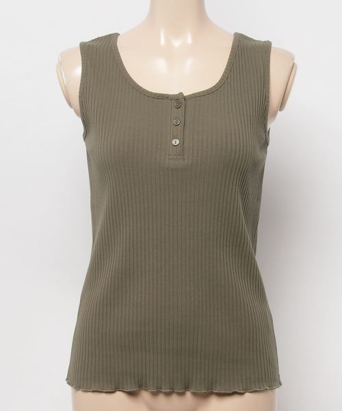 rps(アールピーエス)の「フロントボタンテレコタンクトップ(タンクトップ・レディース・ブラック/ベージュ/カーキ/アイボリー/ピンク系その他/ブルー/オレンジ・M/L)」の11枚目の写真