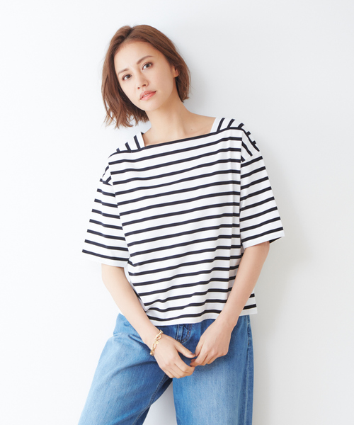 collex(コレックス)の「ボーダープルオーバー(Tシャツ/カットソー)」|ホワイト