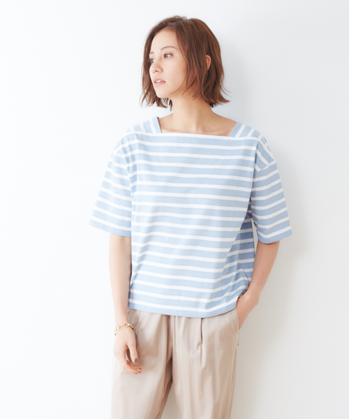 collex(コレックス)の「ボーダープルオーバー(Tシャツ/カットソー)」|サックスブルー