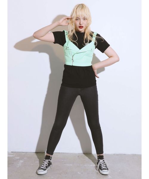 jouetie(ジュエティ)の「ライダースビスチェ(シャツ/ブラウス・レディース・ブラック/ライトグリーン/アイボリー/その他1・MEDIUM)」の16枚目の写真