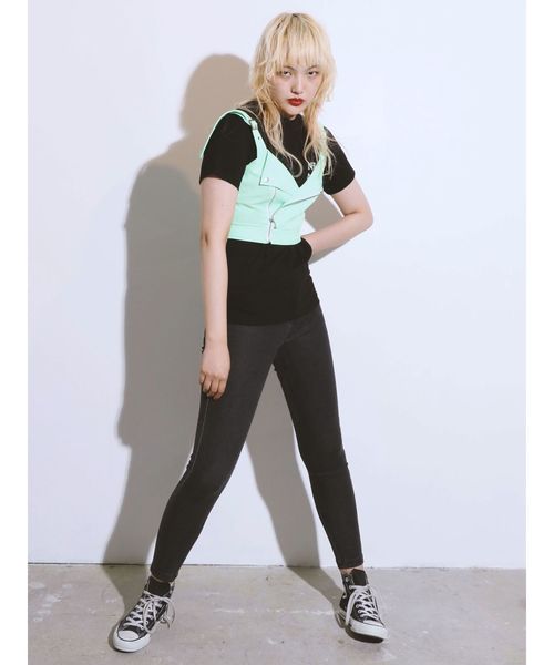 jouetie(ジュエティ)の「ライダースビスチェ(シャツ/ブラウス・レディース・ブラック/ライトグリーン/アイボリー/その他1・MEDIUM)」の15枚目の写真