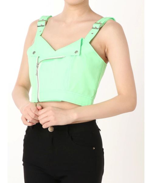 jouetie(ジュエティ)の「ライダースビスチェ(シャツ/ブラウス・レディース・ブラック/ライトグリーン/アイボリー/その他1・MEDIUM)」の8枚目の写真
