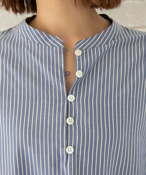 Munich（ミューニック）の「リヨセルコットンブロード　マキシシャツワンピース（ワンピース・レディース・ベージュ/ホワイト×ブルー/カーキ/ネイビー×ホワイト/テラコッタ・FREE）」の18枚目の写真