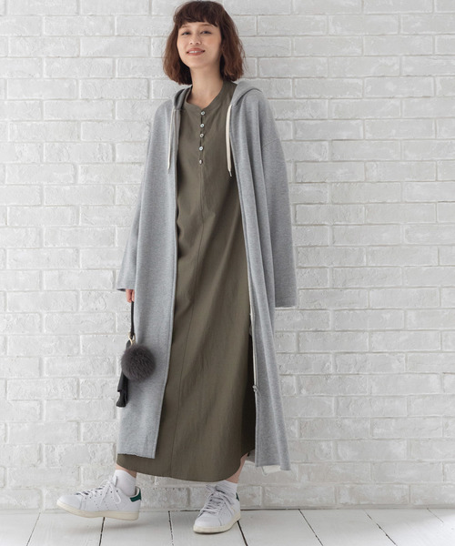 Munich（ミューニック）の「リヨセルコットンブロード　マキシシャツワンピース（ワンピース・レディース・ベージュ/ホワイト×ブルー/カーキ/ネイビー×ホワイト/テラコッタ・FREE）」の22枚目の写真