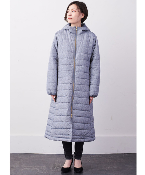 【美品】IEDIT イディット　撥水素材ロングダウンコート　ネイビー IEDIT[イディット] 撥水素材がうれしい！ 内側ステッチで