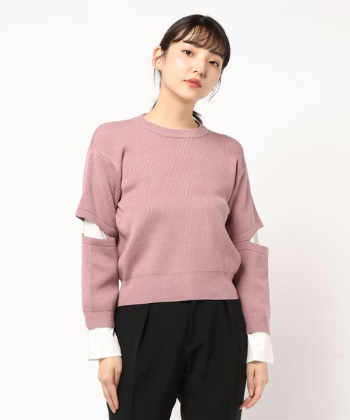 EMODA（エモダ）の「DOCKING CUFF KNIT（ニット/セーター・レディース・ブラック/グレー/ピンク・FREE）」の3枚目の写真