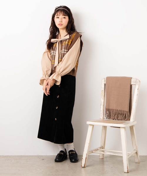 WEGO（ウィゴー）の「WEGO/【セットアップ対応商品】コーデュロイボタンタイトミモレスカート（スカート・レディース・ブラック/ベージュ/カーキ/アイボリー/ブラウン/ホワイト・FREE）」の10枚目の写真