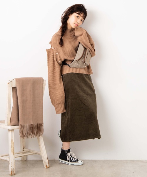 WEGO（ウィゴー）の「WEGO/【セットアップ対応商品】コーデュロイボタンタイトミモレスカート（スカート・レディース・ブラック/ベージュ/カーキ/アイボリー/ブラウン/ホワイト・FREE）」の20枚目の写真