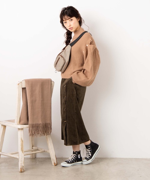 WEGO（ウィゴー）の「WEGO/【セットアップ対応商品】コーデュロイボタンタイトミモレスカート（スカート・レディース・ブラック/ベージュ/カーキ/アイボリー/ブラウン/ホワイト・FREE）」の17枚目の写真