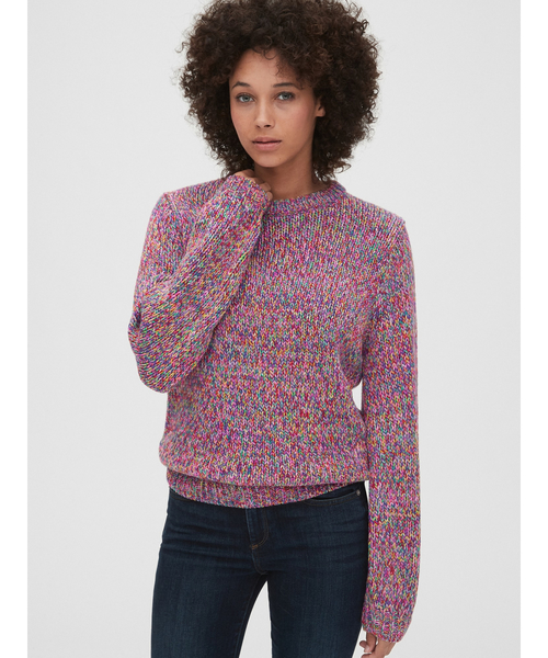 GAP（ギャップ）の「マルチカラー マールクルーネックセーター（ニット/セーター・レディース・ワイン・XS/S/M/L/XXS）」の1枚目の写真