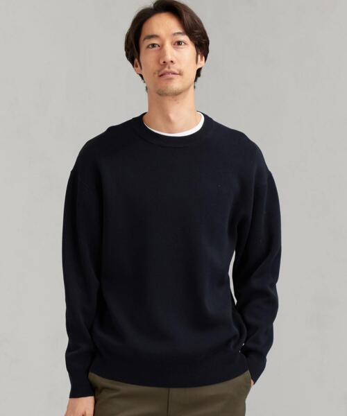 green label relaxing(グリーンレーベルリラクシング)の「CM HT/CO スウェット ライク クルーネック ニット(ニット/セーター・メンズ・ライラック/ケリー/ネイビー/ライトグレー・MEDIUM/LARGE/SMALL)」の4枚目の写真