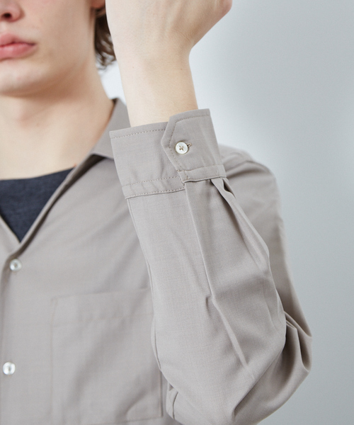 ABAHOUSE（アバハウス）の「【セットアップ対応】ライトウール  Vネック スキッパー シャツ（シャツ/ブラウス・メンズ・チャコールグレー/カーキ/オレンジ系その他/グレイッシュベージュ・44/46/48）」の22枚目の写真