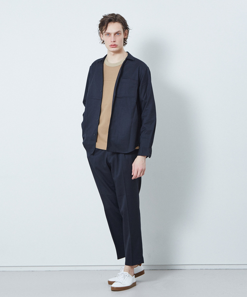 ABAHOUSE（アバハウス）の「【セットアップ対応】ライトウール  Vネック スキッパー シャツ（シャツ/ブラウス・メンズ・チャコールグレー/カーキ/オレンジ系その他/グレイッシュベージュ・44/46/48）」の14枚目の写真