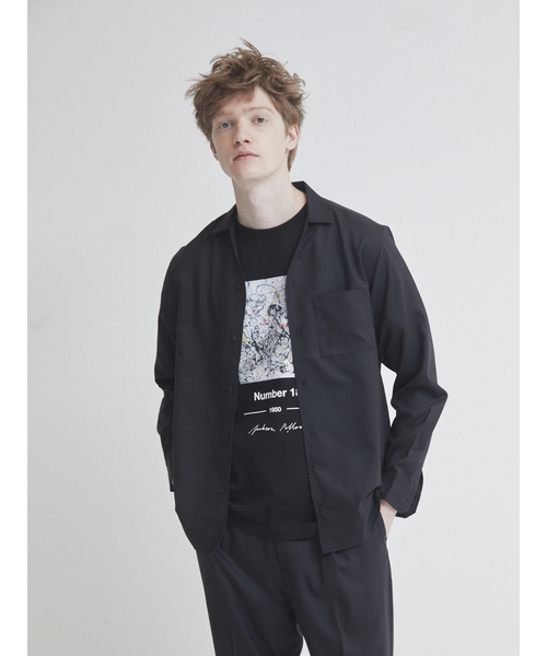 ABAHOUSE（アバハウス）の「【セットアップ対応】ライトウール  Vネック スキッパー シャツ（シャツ/ブラウス・メンズ・チャコールグレー/カーキ/オレンジ系その他/グレイッシュベージュ・44/46/48）」の9枚目の写真