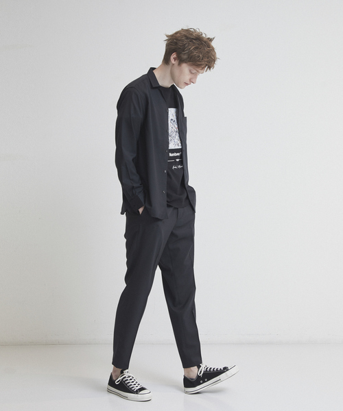 ABAHOUSE（アバハウス）の「【セットアップ対応】ライトウール  Vネック スキッパー シャツ（シャツ/ブラウス・メンズ・チャコールグレー/カーキ/オレンジ系その他/グレイッシュベージュ・44/46/48）」の7枚目の写真