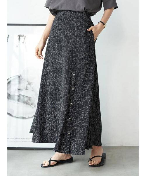 AMERICAN HOLIC（アメリカンホリック）の「切り替えボタンフレアロングスカート 〇（スカート・レディース・グリーン/ブルー系その他/ブラック/その他14・M/L）」の12枚目の写真