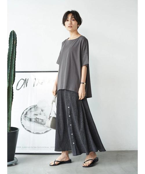 AMERICAN HOLIC（アメリカンホリック）の「切り替えボタンフレアロングスカート 〇（スカート・レディース・グリーン/ブルー系その他/ブラック/その他14・M/L）」の8枚目の写真